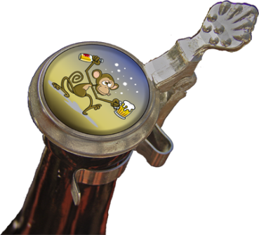 Affe mit Bier - Zinndeckel